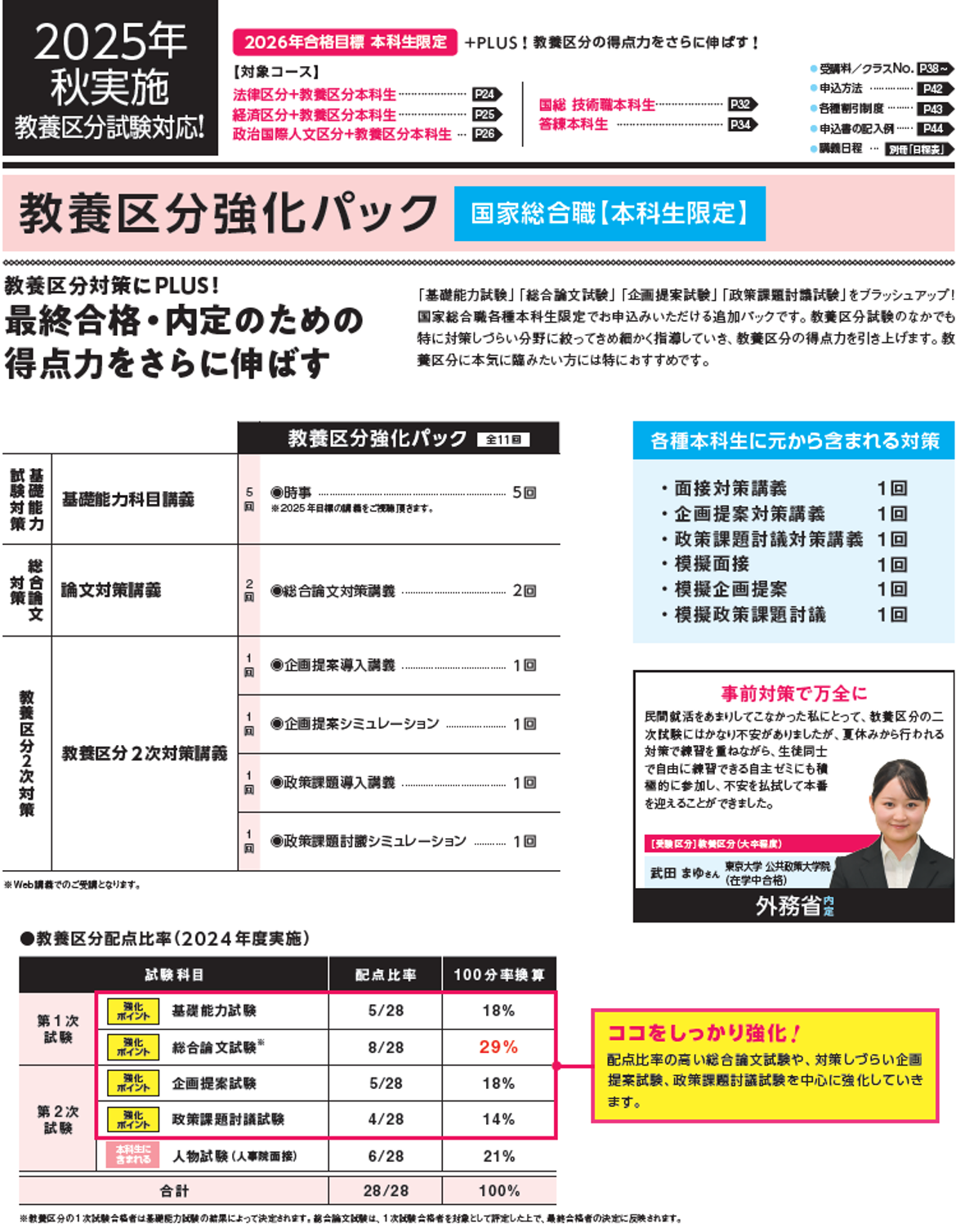 教養区分強化パック　カリキュラム